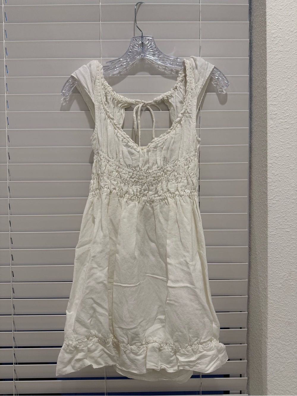 Anthropologie Cream mini dress with Tie-Back